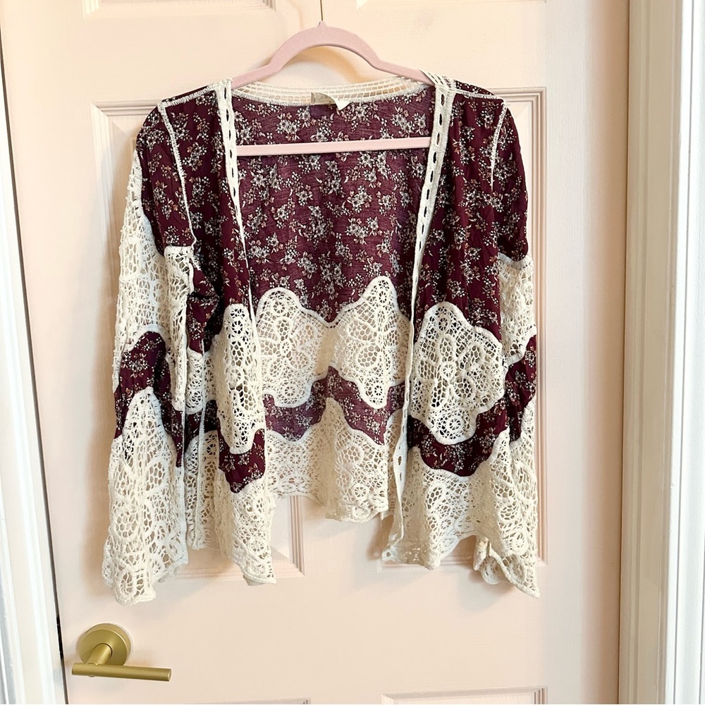 Purple crochet ember kimono